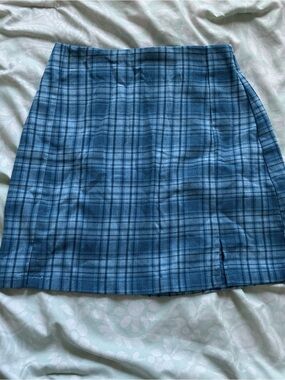 Brandy Melville Blue Plaid Mini Skirt